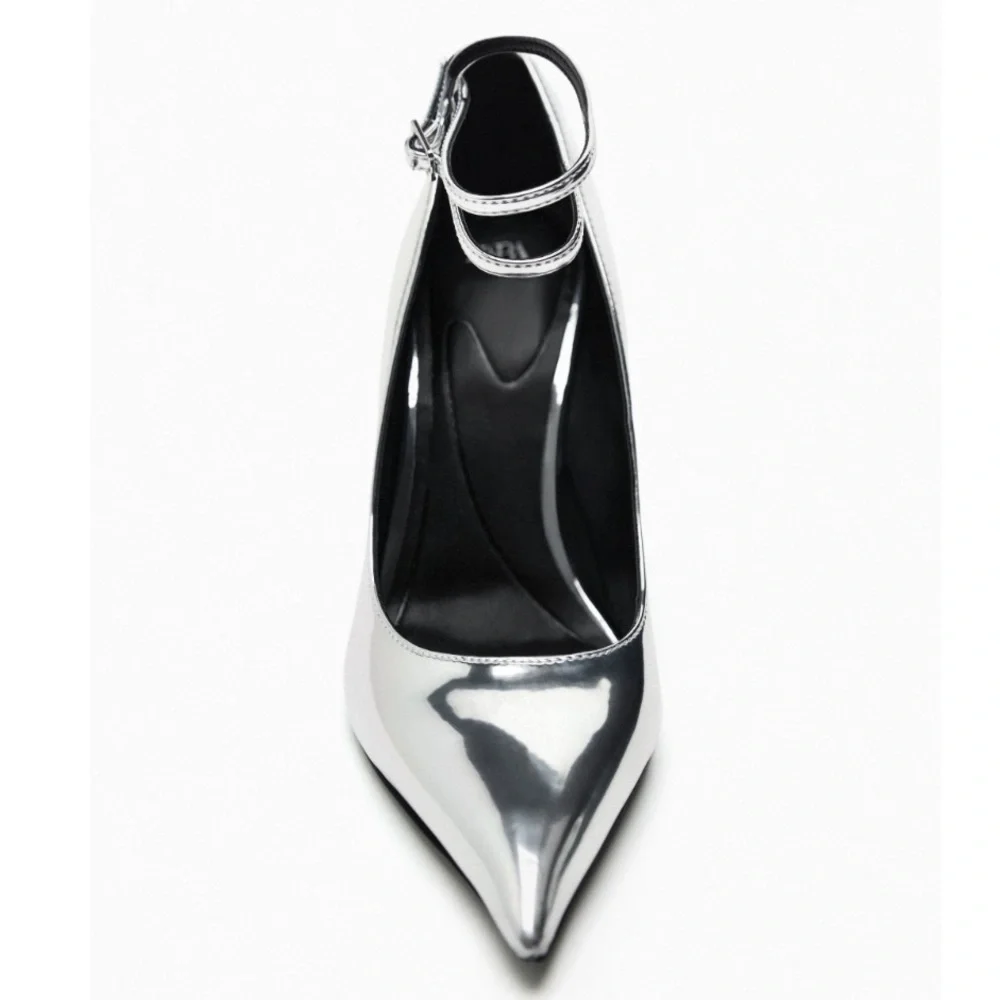 NEW! Zara Silver Metallic Heels Size 42 or 11 (US) - Picture 4 of 13
